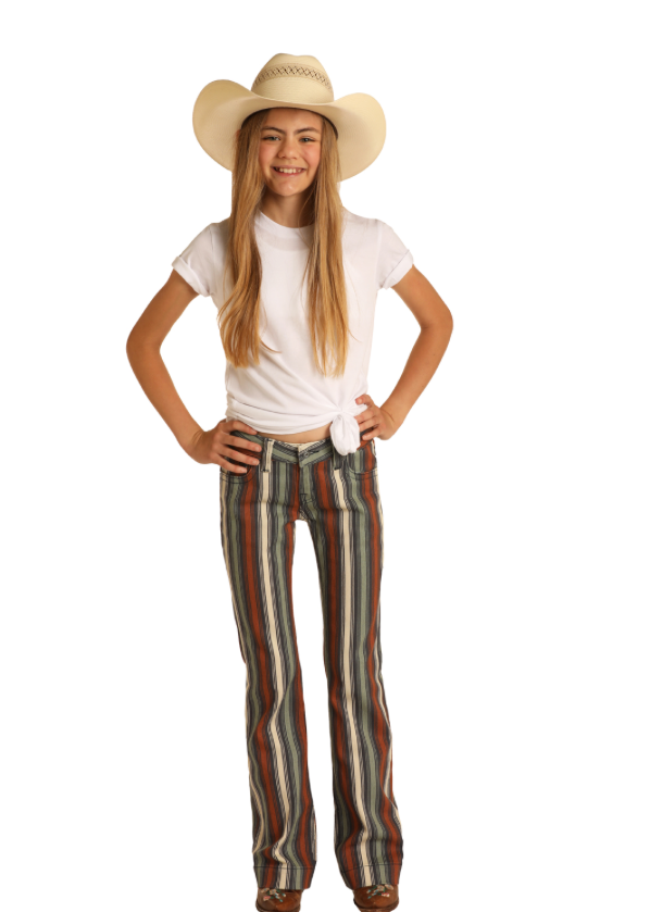G5F8226 - Rock&Roll Denim Girl's Cowgirl Extra Stretch Striped Trouser Jean