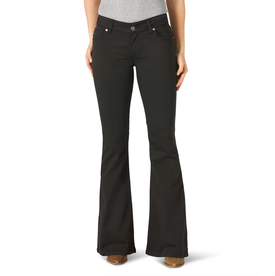 09MWFXB - Wrangler Women's Retro Mae Mid Rise Flare Leg Jeans - Black Wash