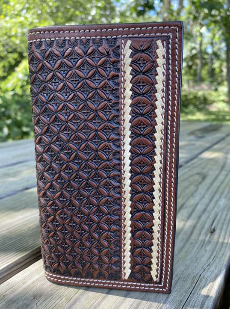 H-70 - Ranger Belt Co. Hand Carved Leather Checkbook Wallet