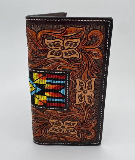 XH251R - Twisted X Tooled Beaded Checkbook Wallet