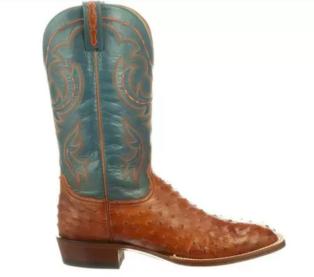 CL1081.W8 - Lucchese Men's Harris Boot - Brown Full Quill Ostrich