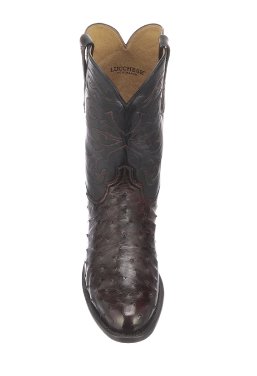 
                  
                    N3042.C2 - Lucchese Men's Hudson Boot - Black Cherry Full Quill Ostrich
                  
                