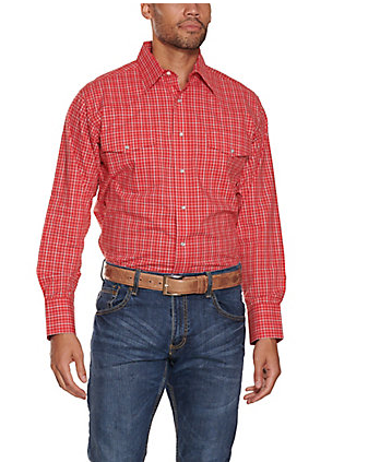 MWR427R - Wrangler Men's Wrinkle Resist Long Sleeve Shirt - Red