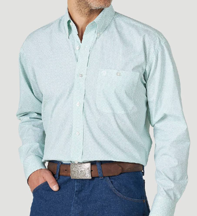 10MGSQ966 - Wrangler Men's George Strait Long Sleeve Shirt - Sea