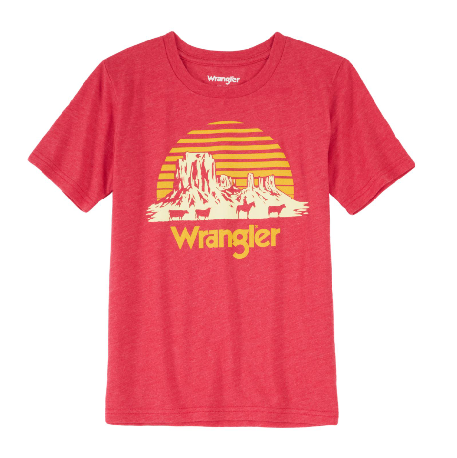 BQ6208R - Wrangler Boy's Western T-Shirt - Red Heather