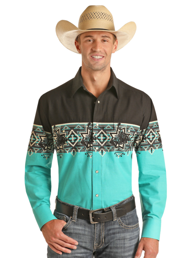 30S3011 - Panhandle Men's LS Snap Border Printed Shirt