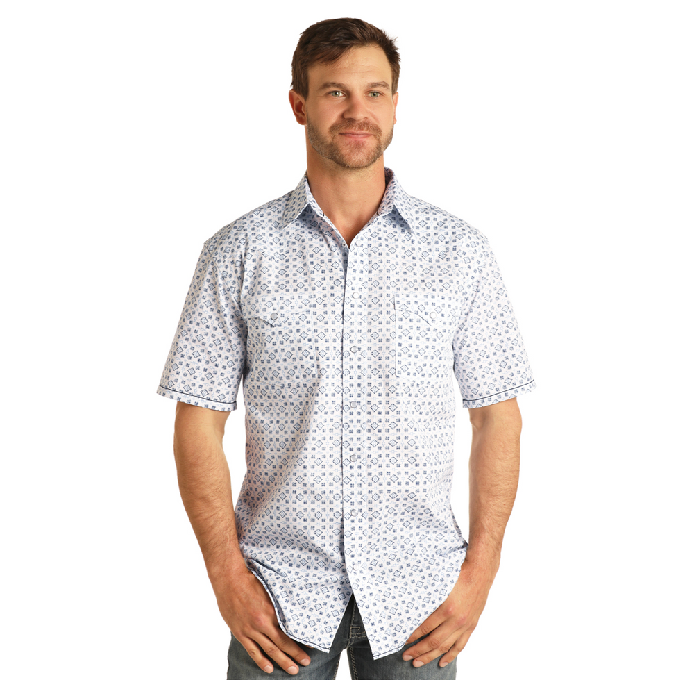 R1S3265 - Rock&Roll Men's SS Snap Print Shirt