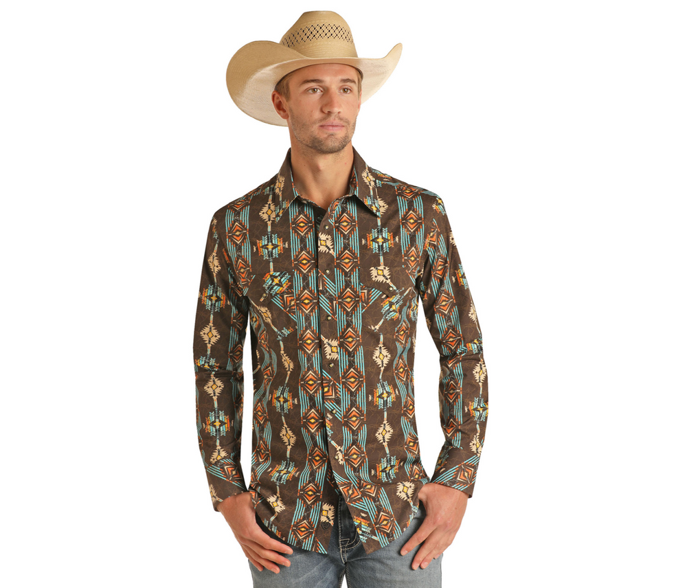 B2S3321 - Rock&Roll Men's LS Snap Print Shirt