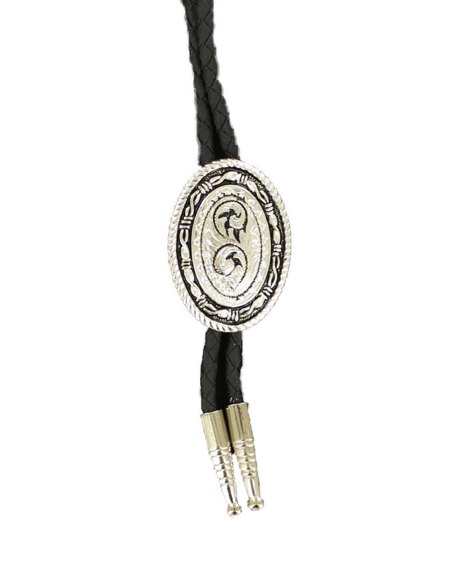 22806 - M&F Bolo - Silver/ Black Scroll