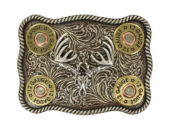 37526 - Nocona Belt Co. - Rectangle Shotgun Deer Skull Buckle