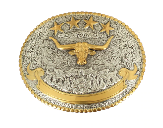 37401 - Nocona Belt Co. - Silver & Gold Steer Head Buckle