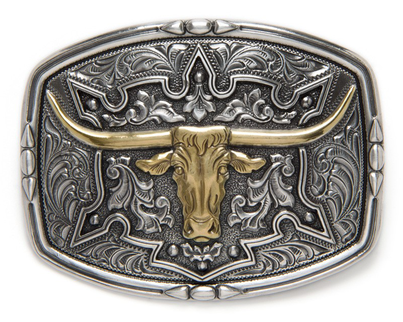 37688 - Nocona Belt Co. - Silver & Gold Longhorn Buckle