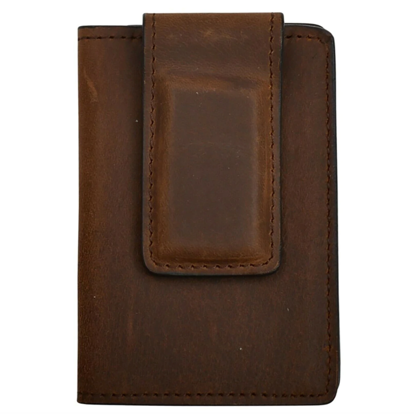 DW62 - 3-D Distressed Brown Money Clip Wallet