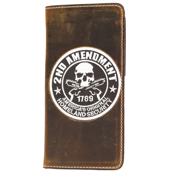 W-129 - Rockin Leather Checkbook Wallet - 2nd Amendment