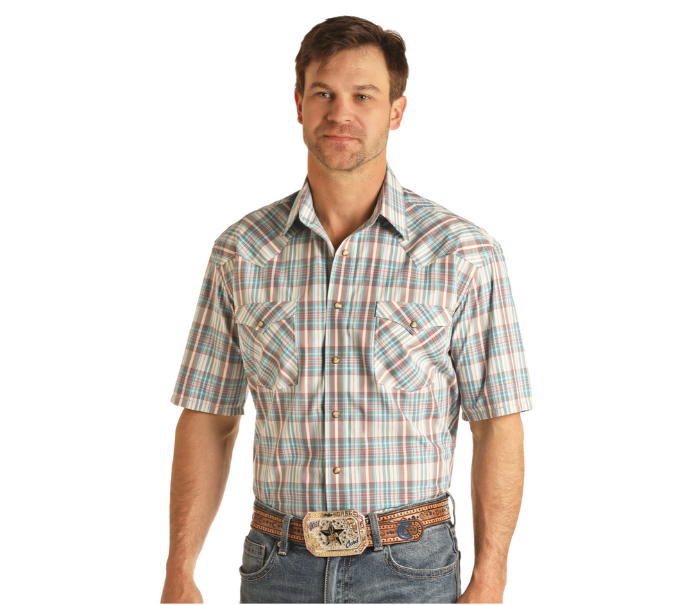 R1S3285 - Panhandle Men's SS Snap RS Plaid Shirt