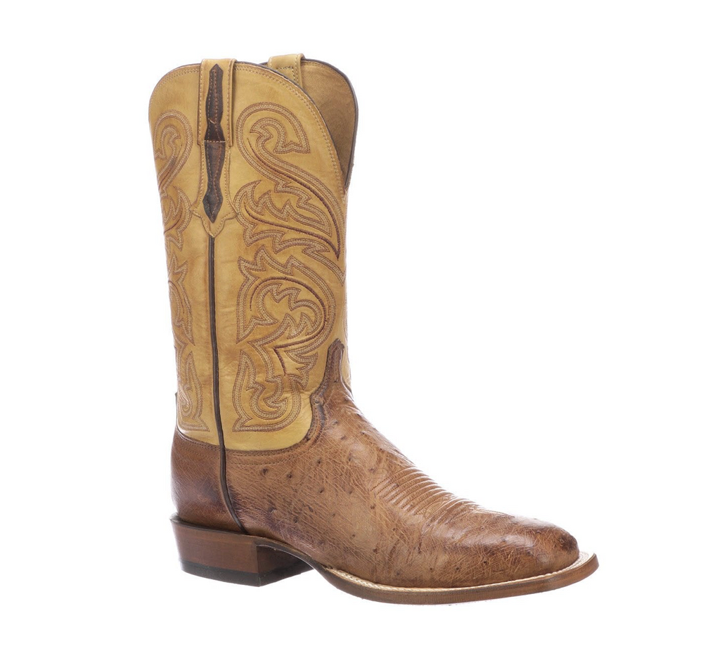 CL1028.W8 - Lucchese Men's Lance Boot - Barnwood/ Antique Smooth Ostrich