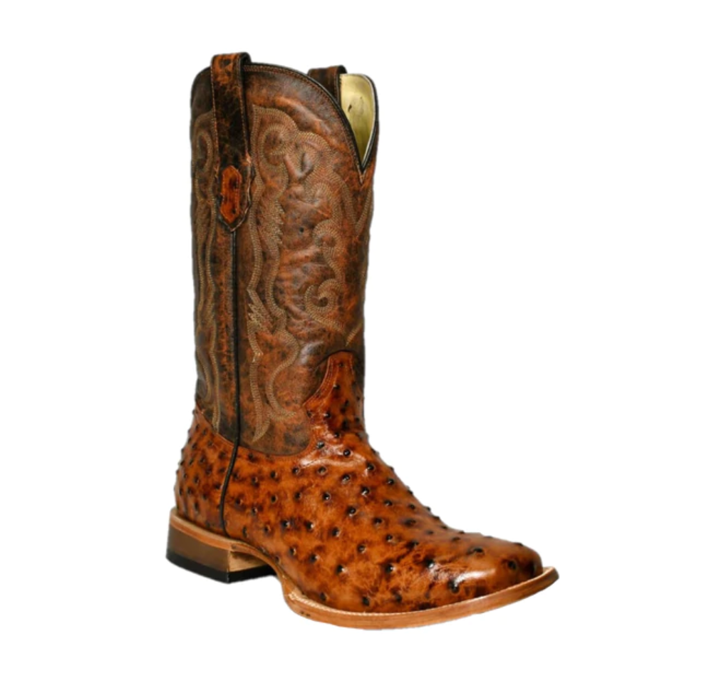 Q6064 - Cowtown Men's Imitation Ostrich Boot - Cognac