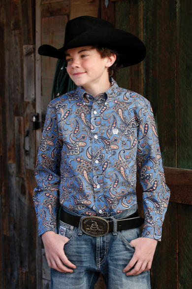 MTW7060273 - Cinch Boy's Paisley Printed Button-Up Western Shirt