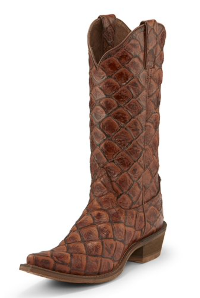 NL7061 - Nocona Women's Bessie Boot - Cognac Imitation Fish Print