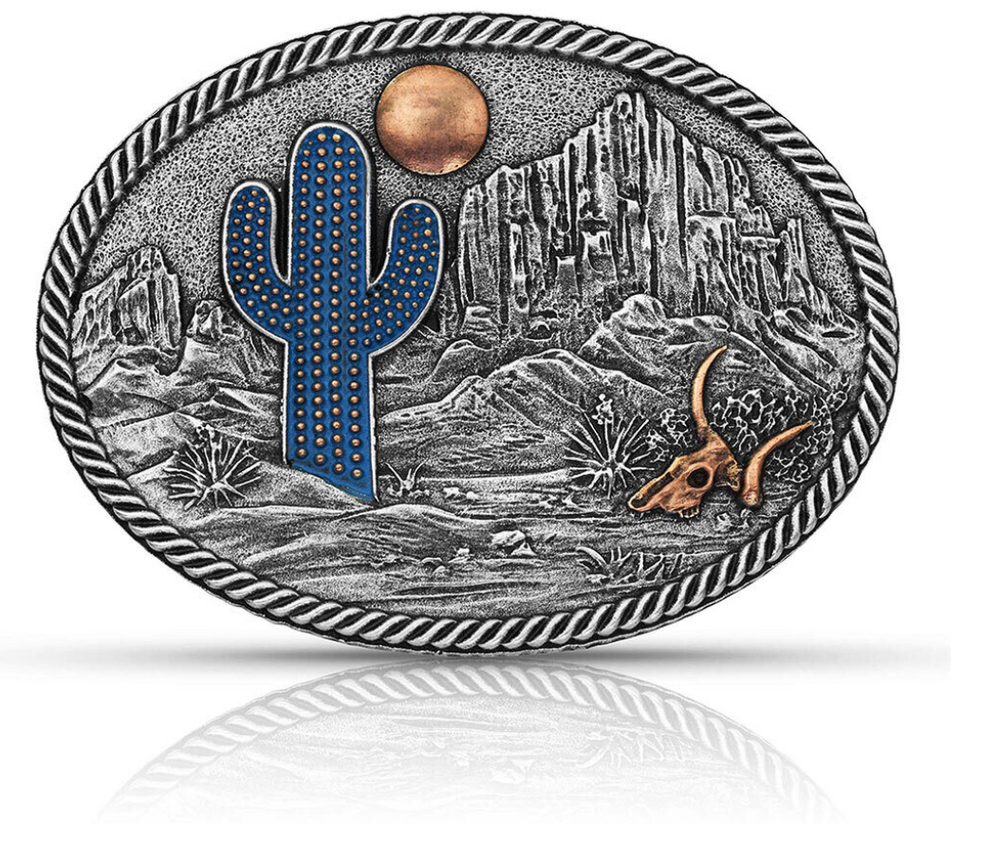 A825- Montana Attitude Buckles- AB- TQ Cactus Scene