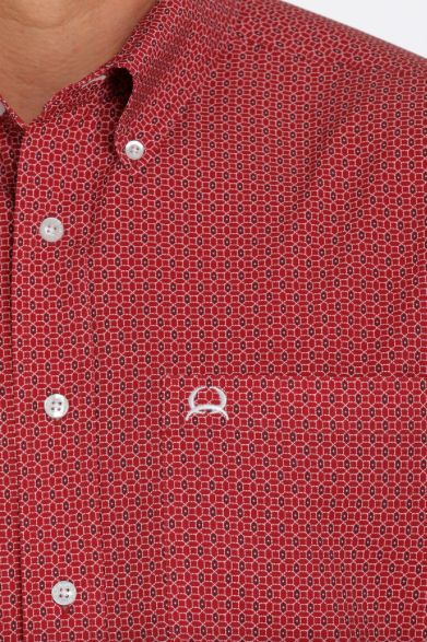 
                  
                    MTW1704103- Cinch Men's Geometric SS Button-Up Shirt - Red
                  
                