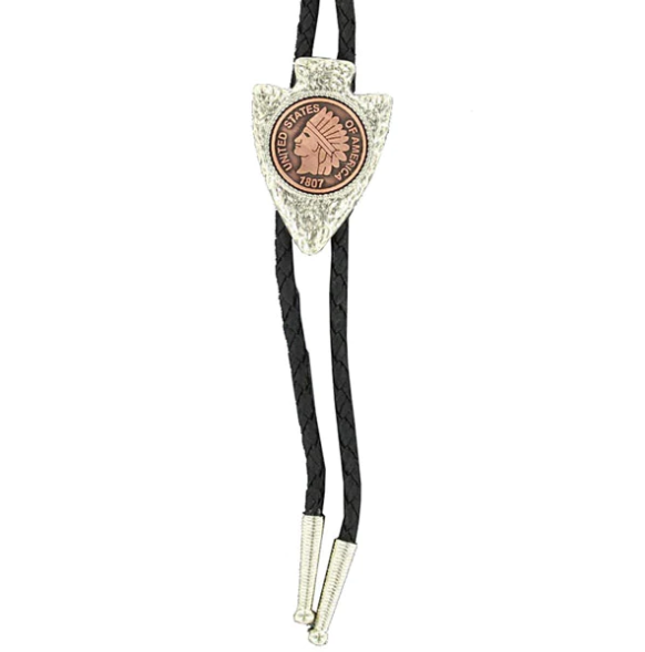 22122 - M&F Western Arrowhead And Coin Bolo Tie