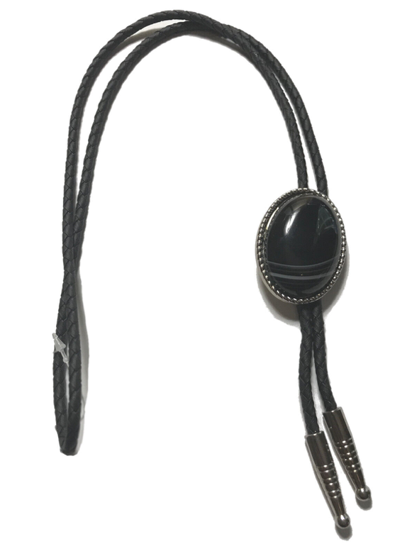 22836 - M&F Western Silver Oval Sardonyx Stone Bolo Tie