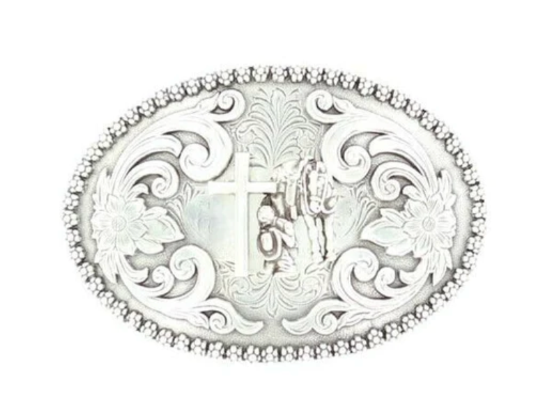 3707259 - Nocona Belt Co. - Silver Cowboy Prayer Oval Buckle