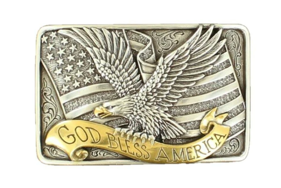 37015 - Nocona Belt Co. - God Bless America Eagle Buckle