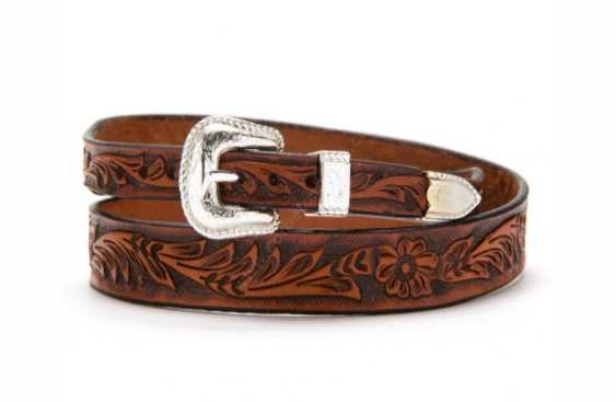 0279208 - M&F Western Tooled Brown Leather Hat Band