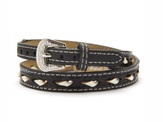 0204601 - M&F Western Black Tapered W/White Embossed Laced Hatband