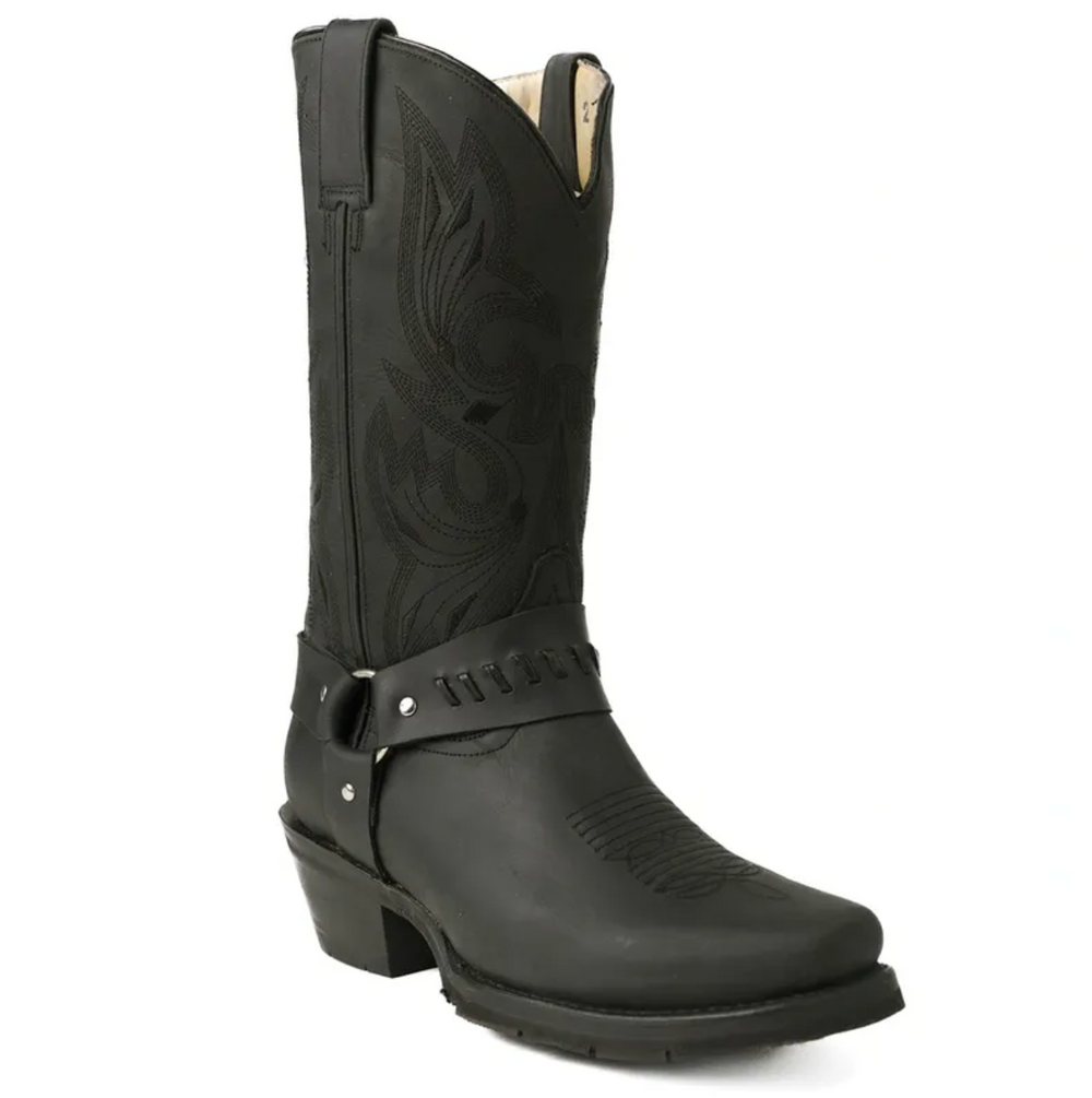 1162 - Rockin Leather Men's Black Leather Harness Boot