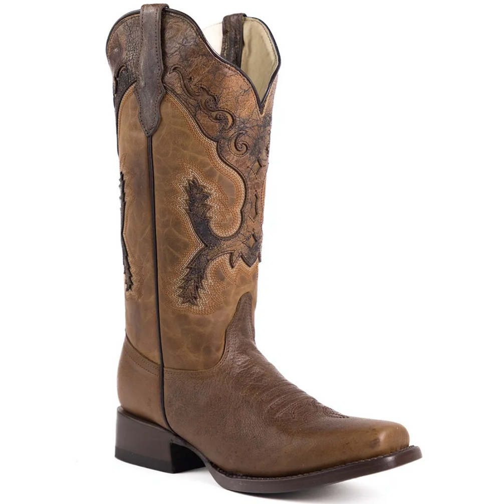 2808 - Rockin Leather Women's Brown Square Toe Western Boot
