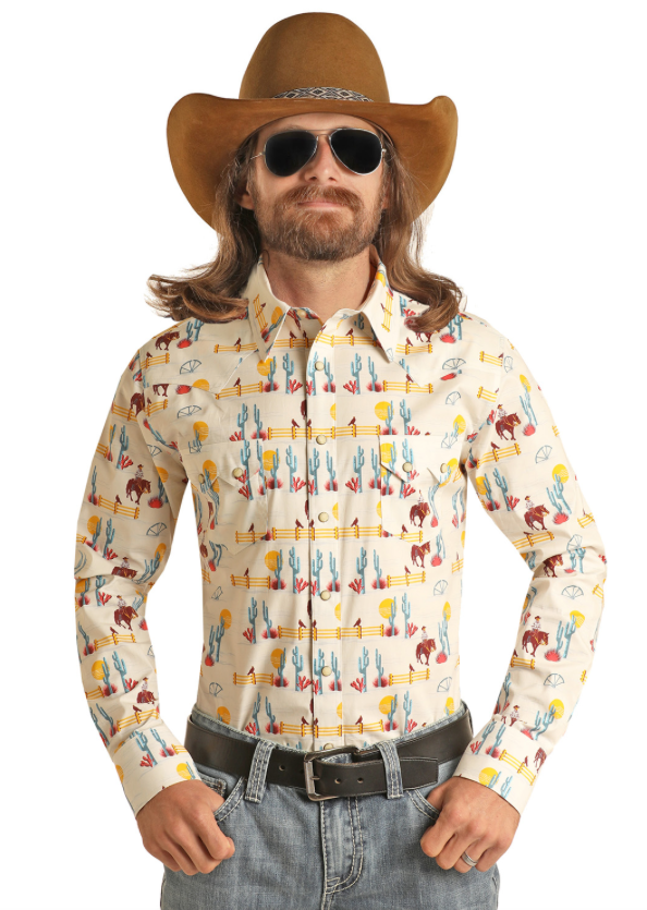 RRMSOSRZ7V -Rock&Roll Denim Men's Dale Brisby Pearl Snap Shirt