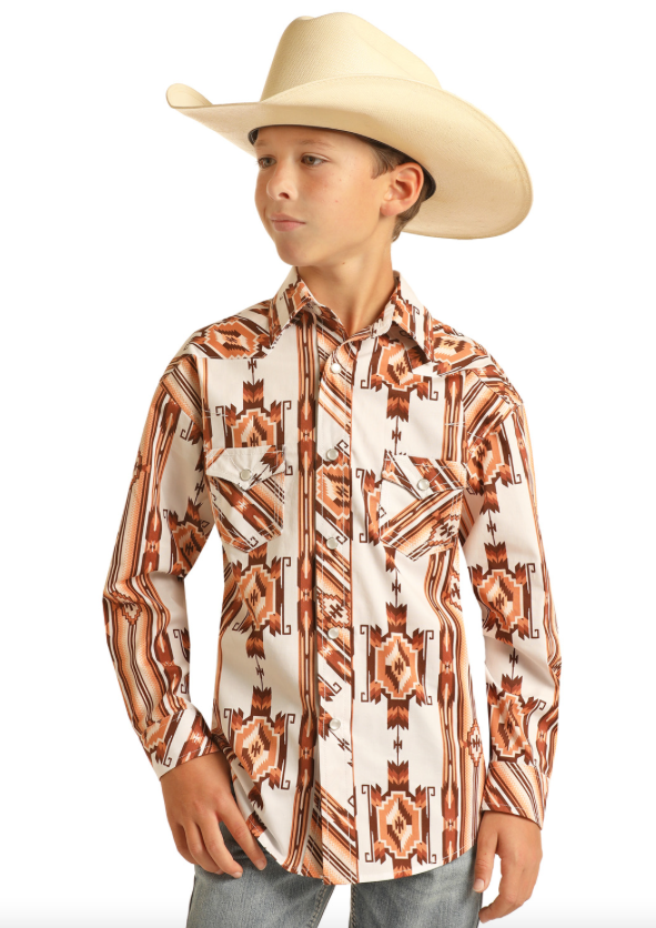 RRBS2SRZ7S - Rock&Roll Denim Junior's LS Print Snap Shirt