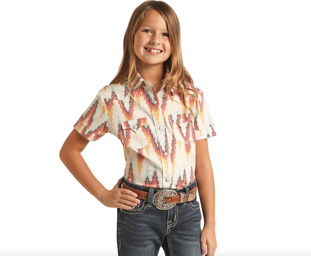 RRGS1SRZ7U - Rock&Roll Denim Girl's SS Core Snap Shirt