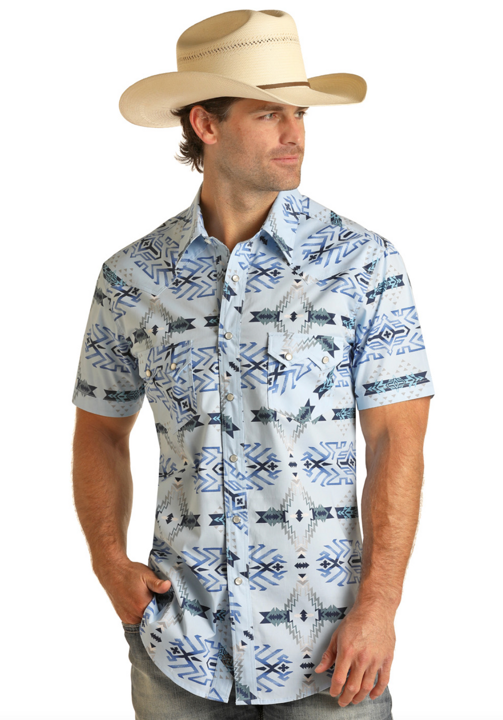 RRMS1SRZ7Z -  Rock&Roll Denim Men's SS Pearl Snap