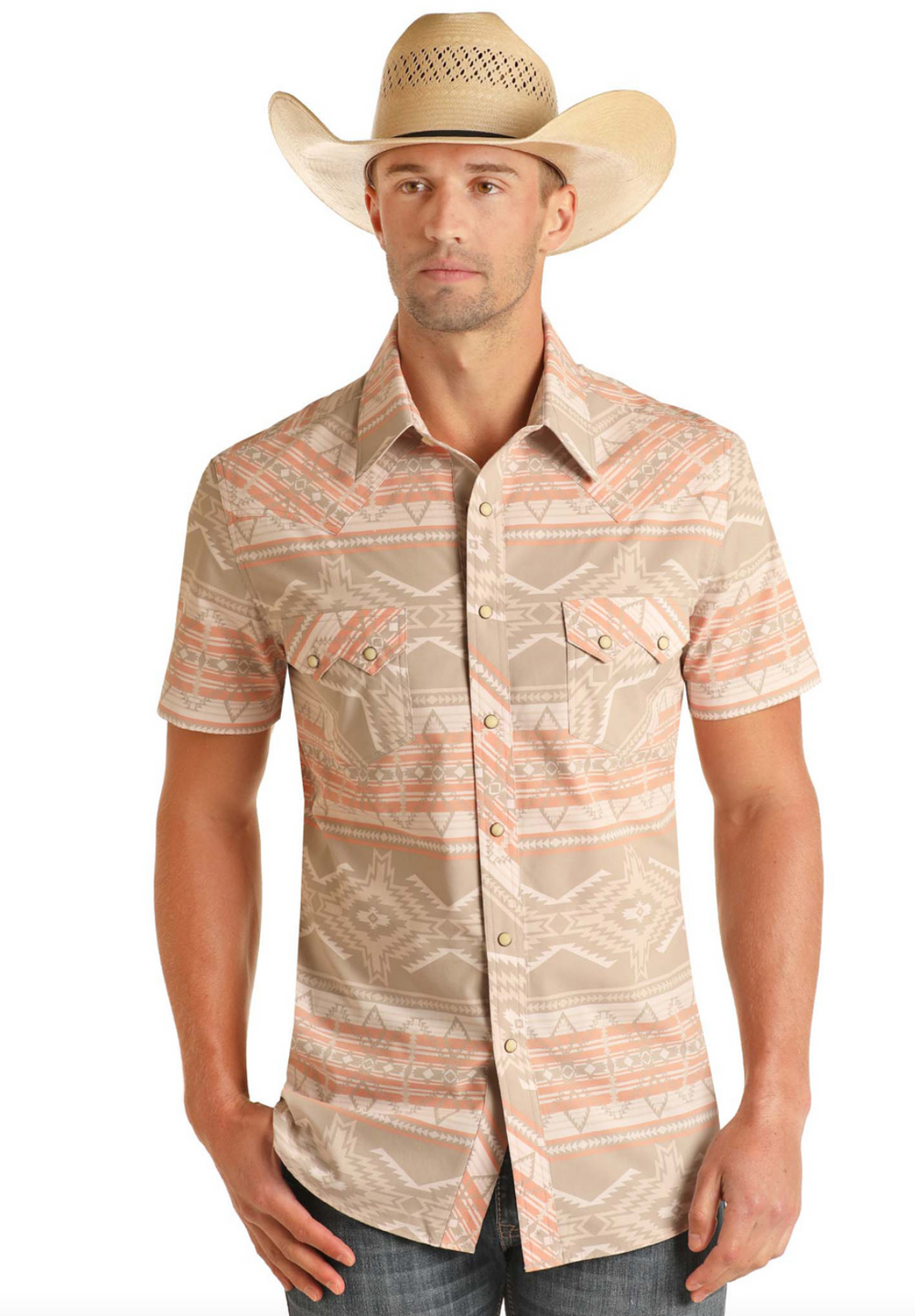 RRMS1SRZ7L -  Rock&Roll Denim Men's SS Pearl Snap