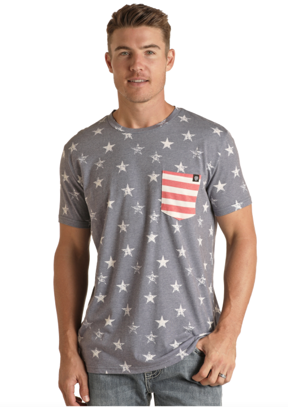 RRMT21RZLW - Rock&Roll Denim Men's Crew Neck Pocket Tee