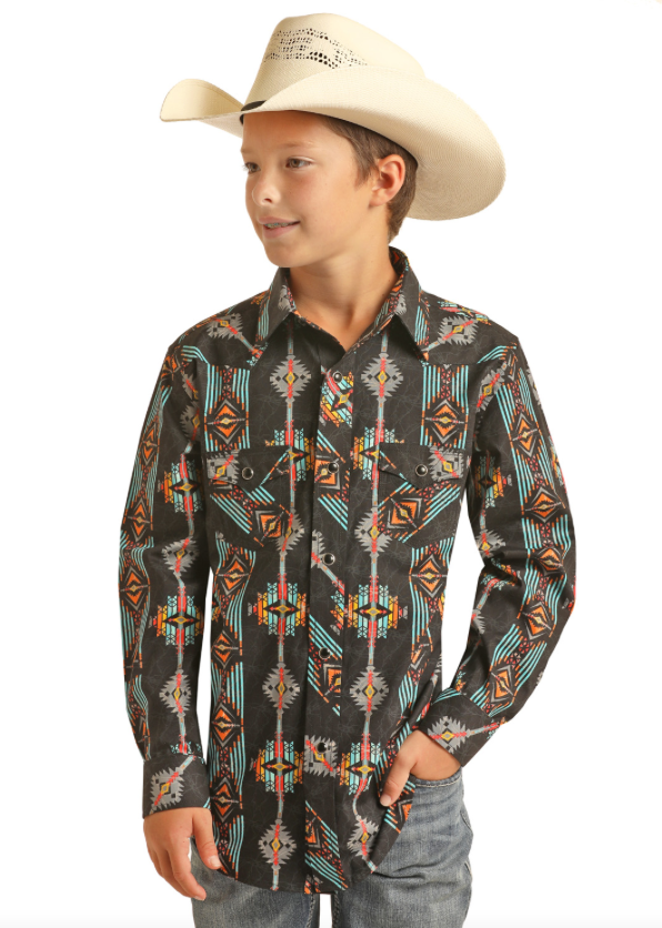 RRBS2SRZ7T - Rock & Roll Boy's Pearl Snap Shirt