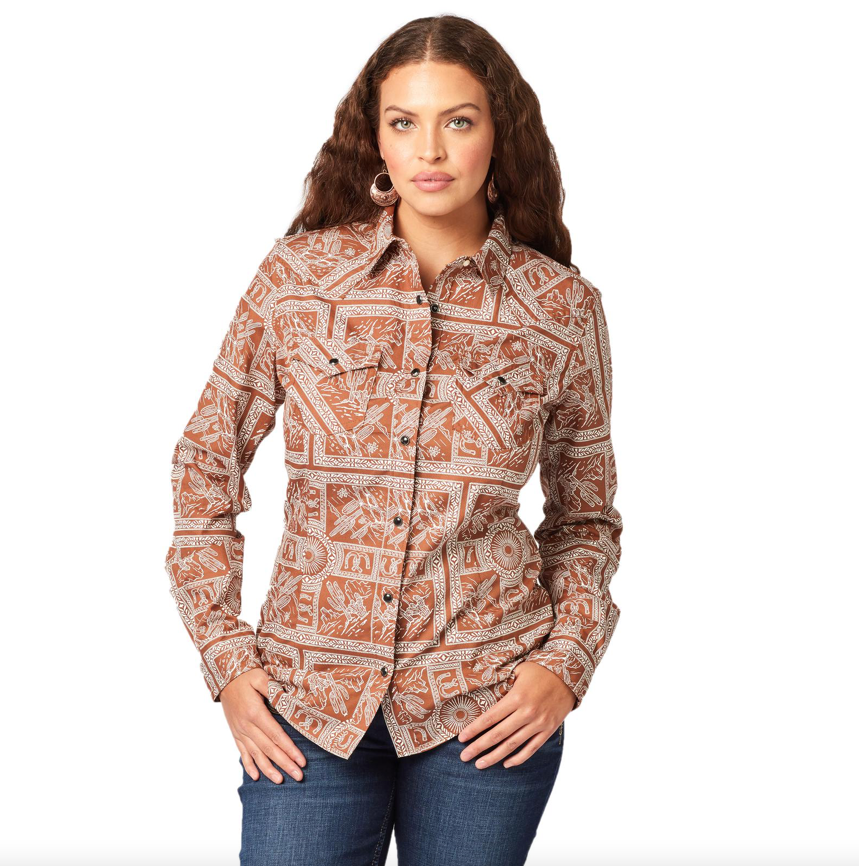 112321375 - Wrangler® Women's Retro® Western Vintage Shirt - Tan