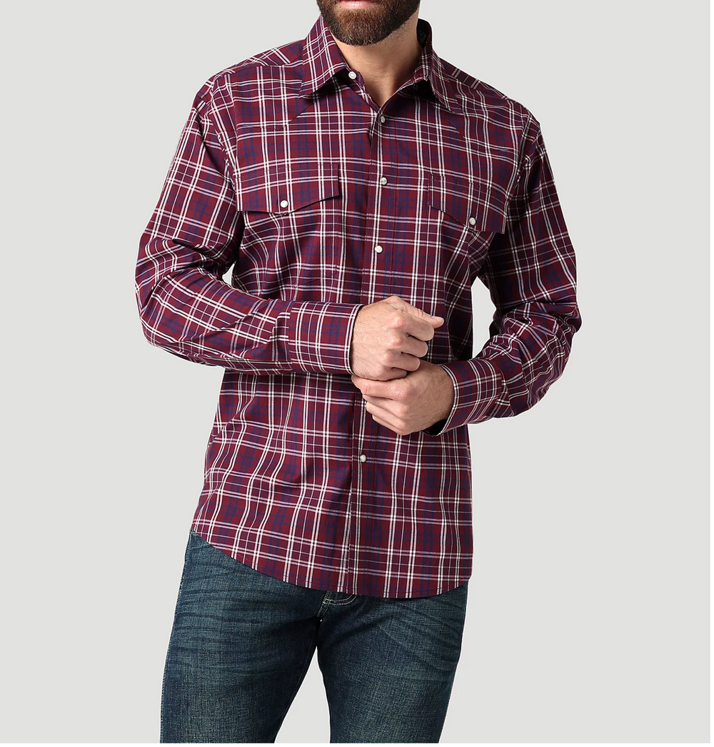 112318652 - Wrangler® Wrinkle Resist LS Shirt- Relaxed Fit- Syrah