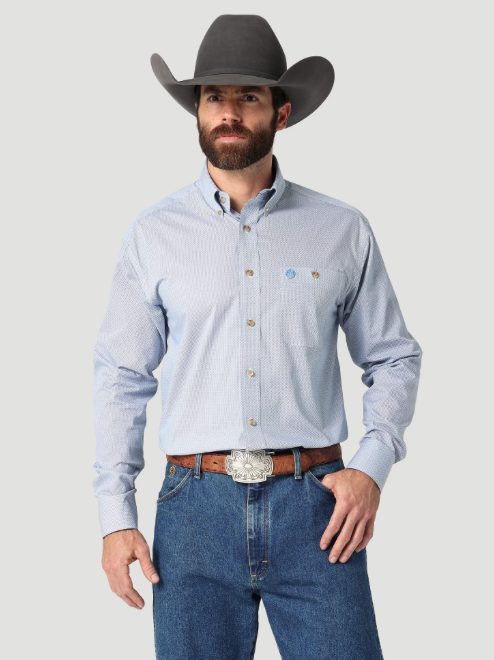 112319002 - Wrangler® Men’s George Strait LS Button Up - Blue Eye