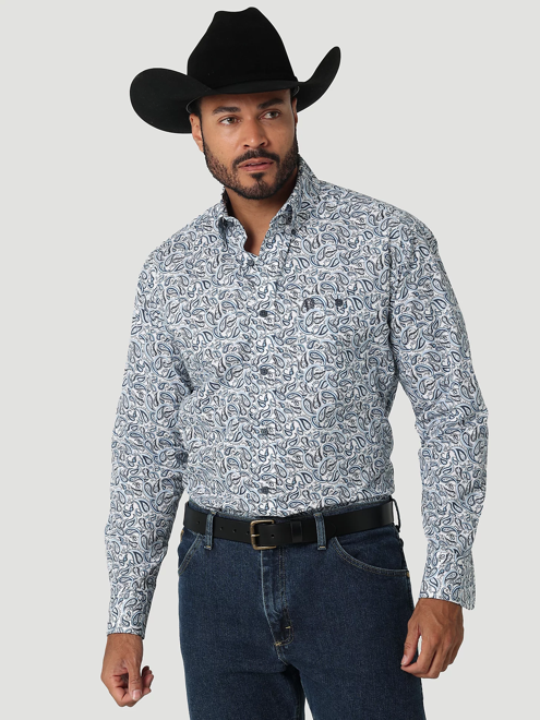 112318985 - Wrangler® Men’s George Strait LS Button Up - Iced Paisley