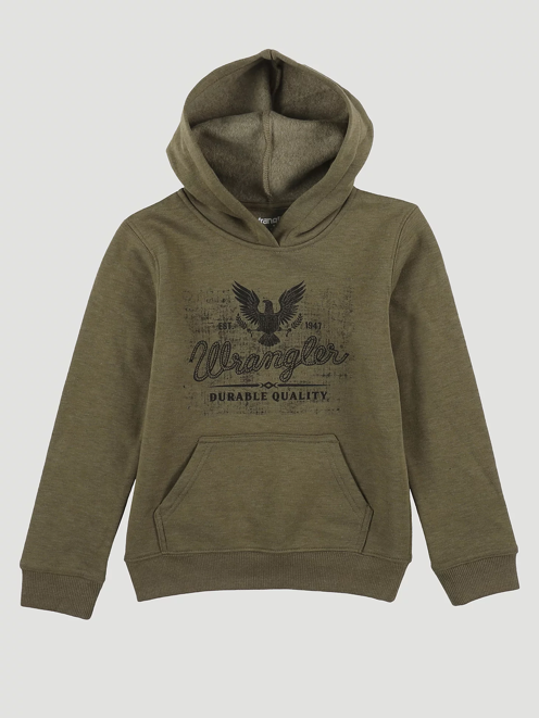 112319254 - Wrangler® Eagle Durable Quality Pullover Hoodie- Burnt Olive