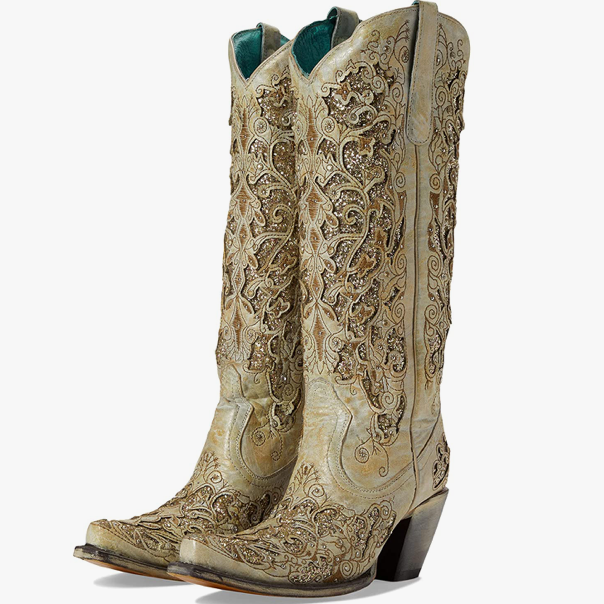 A4345 - Corral Boots Women’s White With Glitter Inlay Boot