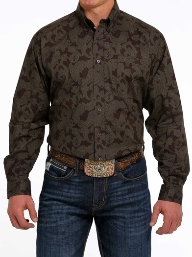 MTW1105489 - Cinch Men's Paisley Button-Up Shirt- Brown