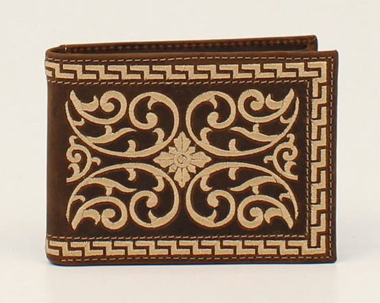 N500028002 - Nocona Bi-Fold Wallet Embroidered - Medium Distressed Brown