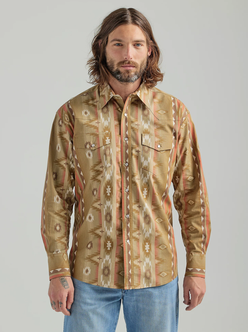 
                  
                    112324786 - Wrangler Men’s Checotah Long Sleeve Western Snap Shirt - Sandy Brown
                  
                