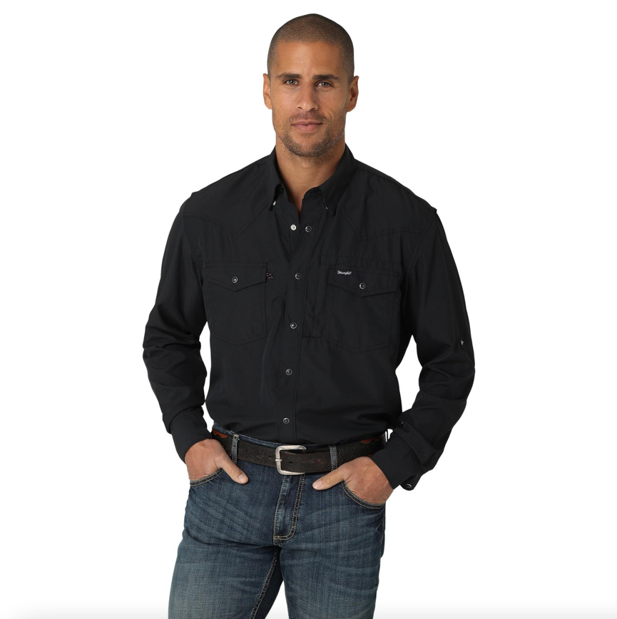 112323744 - Wrangler Men’s Performance LS Solid Shirt - Stretch Limo